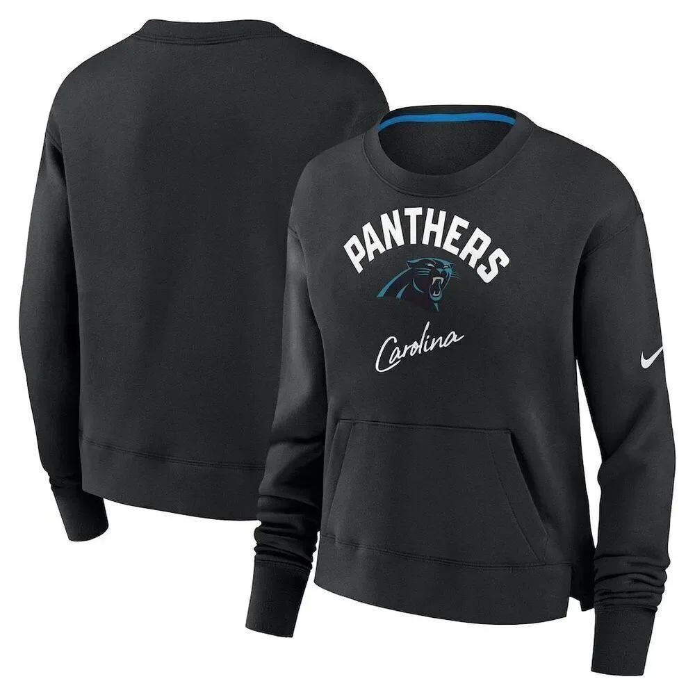Nike NWT Carolina Panthers NFL WOMENS Fleece lined crew Neck Football